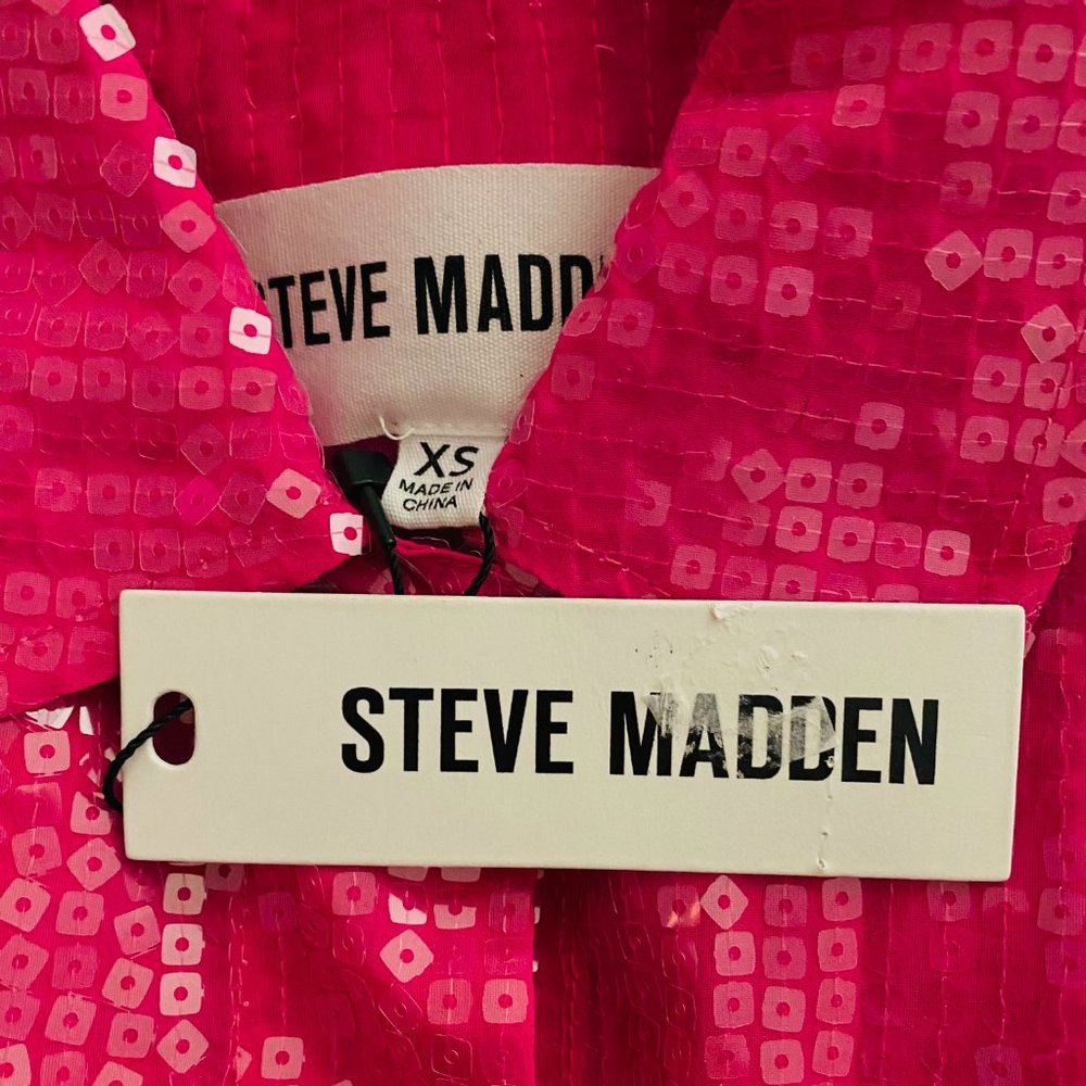 NWT Steve Madden Hot Pink Sequin Shacket – Size XS – Statement Button Down - Picture 7 of 8